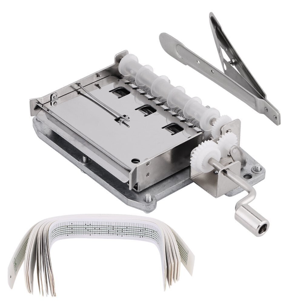 7251 30 Note Tape Hand Crank Mechanical Musical Box Movement + Hole